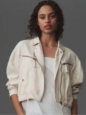 Pilcro Tilda Moto Utility Jacket in cream